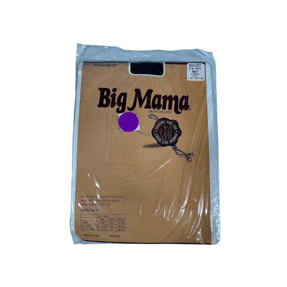 VTG Big Mama You're Beautiful Ultra Sheer Pantyhose Sz L Hosiery Navy Nylon NOS - Picture 1 of 4